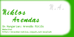 miklos arendas business card